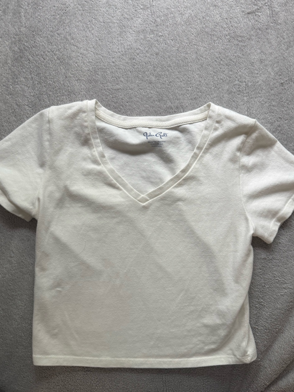 Brandy Melville White V-Neck Short Sleeve Tee